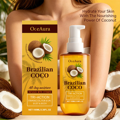 Coconut Brazilian Firming Body Oil - Hydrating & Tightening Skin Care Treatment