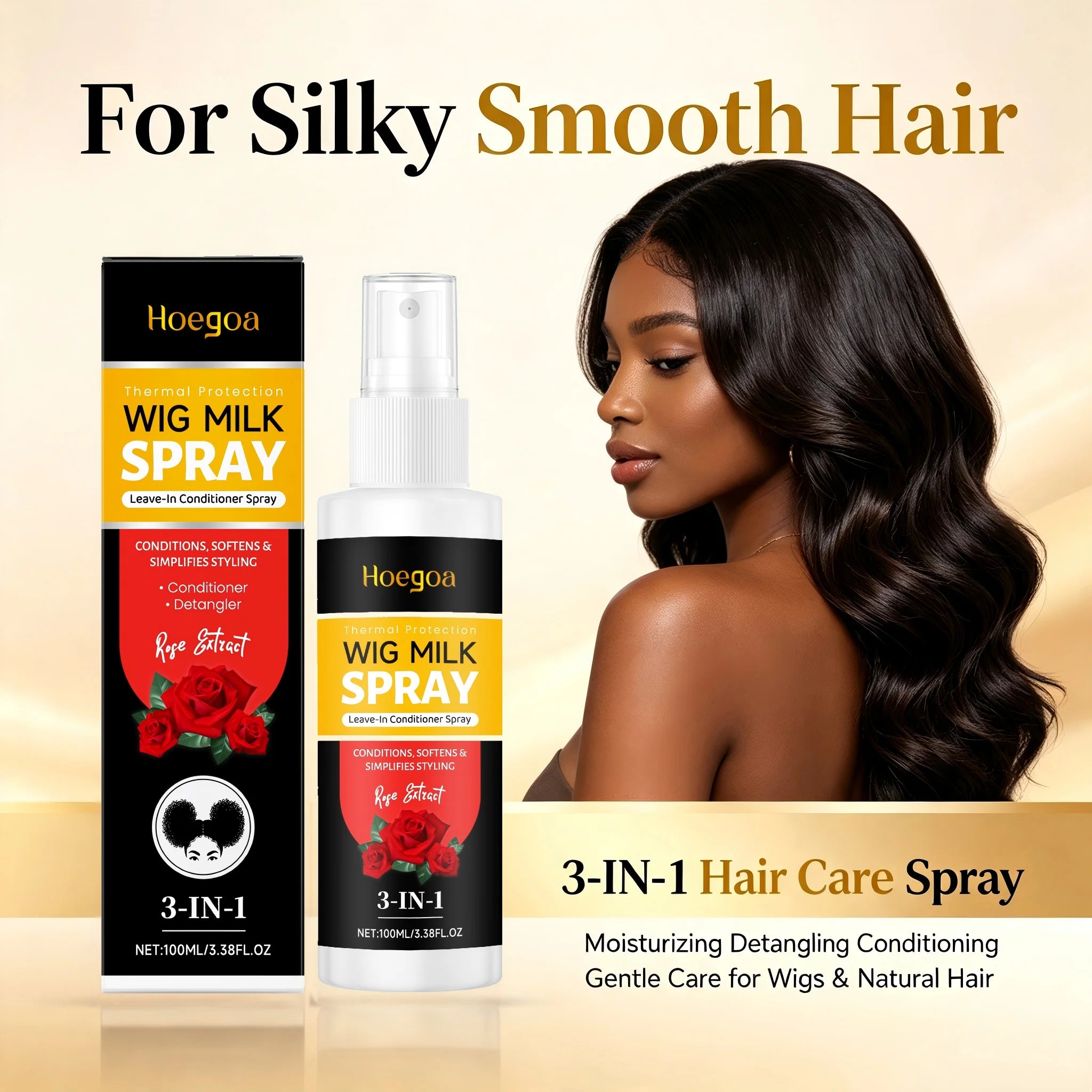 3-in-1 Rose Wig Conditioning & Detangling Spray for Silky Smooth Hair - 1