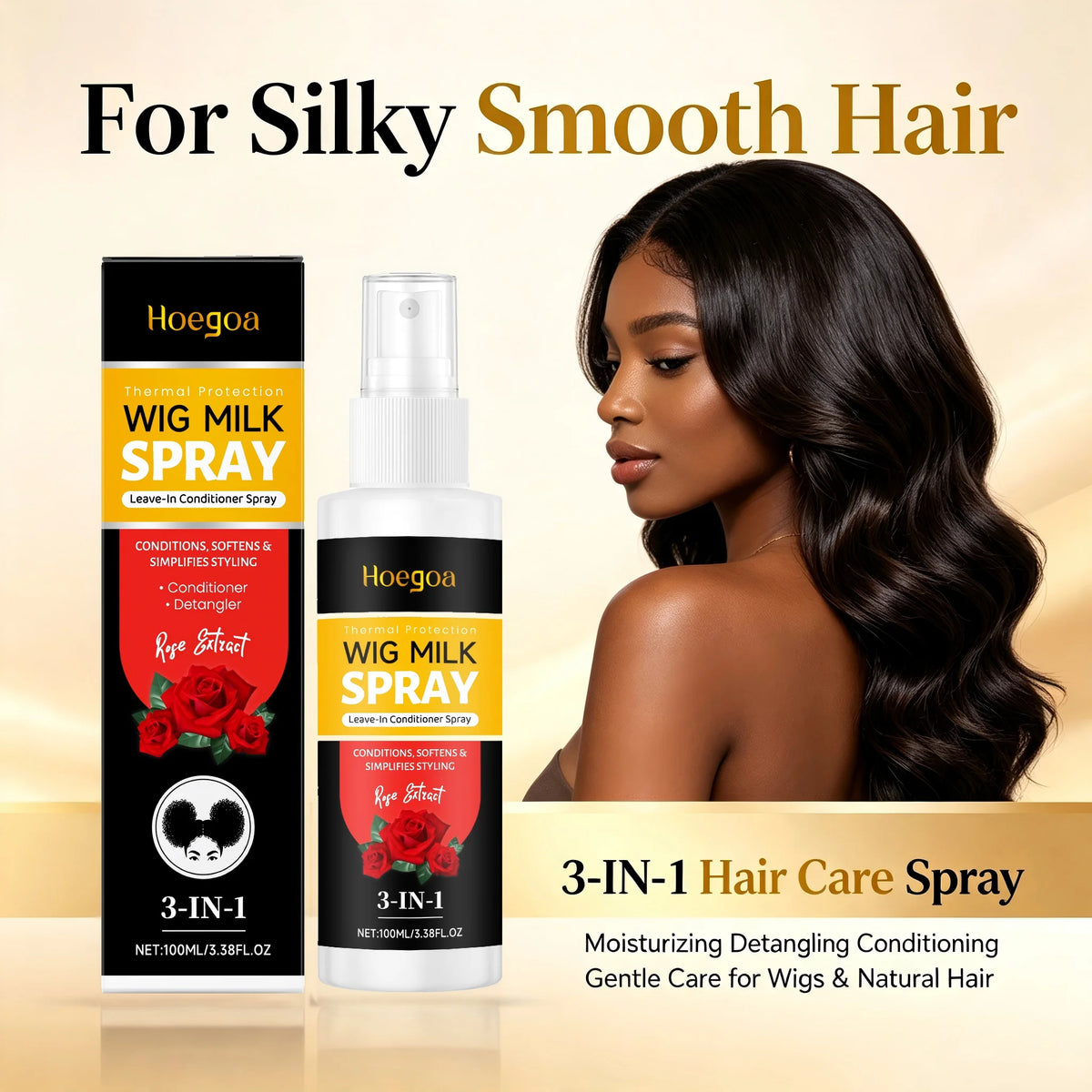 3-in-1 Rose Wig Conditioning & Detangling Spray for Silky Smooth Hair