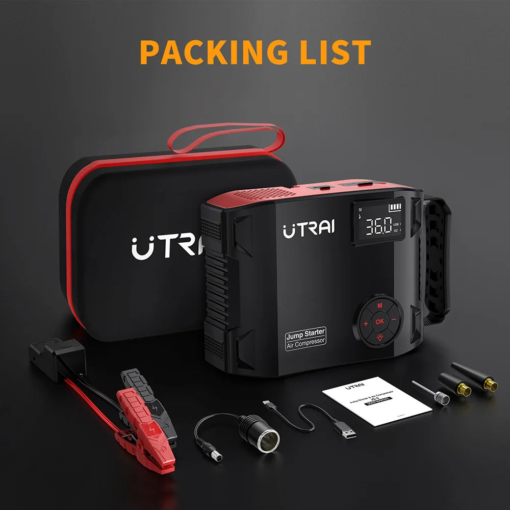 4-in-1 Portable Car Jump Starter & 150PSI Air Compressor - 16000mAh Power - 6