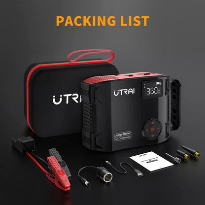4-in-1 Portable Car Jump Starter & 150PSI Air Compressor - 16000mAh Power