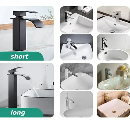 Modern Waterfall Bathroom Sink Faucet - Hot & Cold Stainless Steel