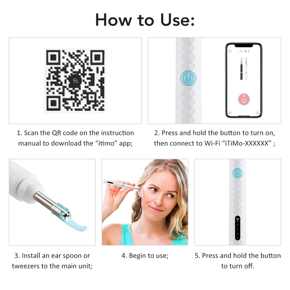 2-in-1 Visual Ear Wax Cleaner with HD Camera and Precision Tweezers - 13