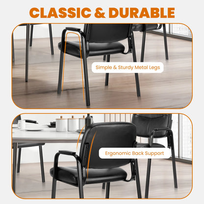Modern PU Leather Office Guest Chair - Ergonomic Waiting Room Seating