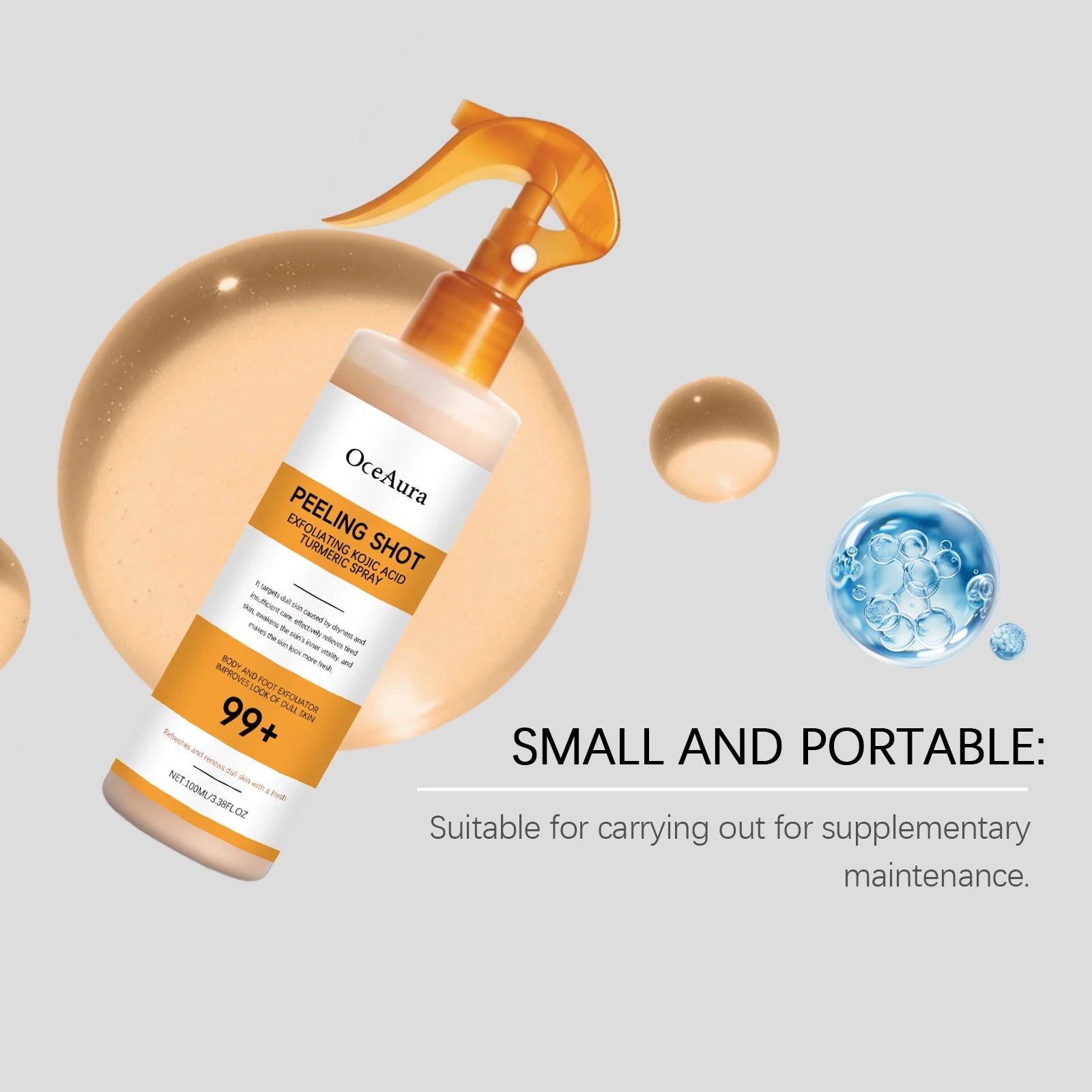 Exfoliating Turmeric Body & Foot Peeling Spray for Brightening & Smooth Skin - 11