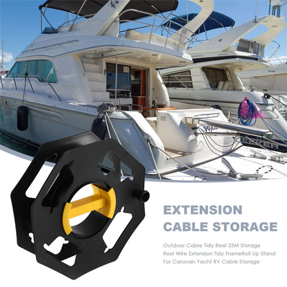 25M Heavy Duty Cable Tidy Reel - Portable Storage Stand for RV & Caravan