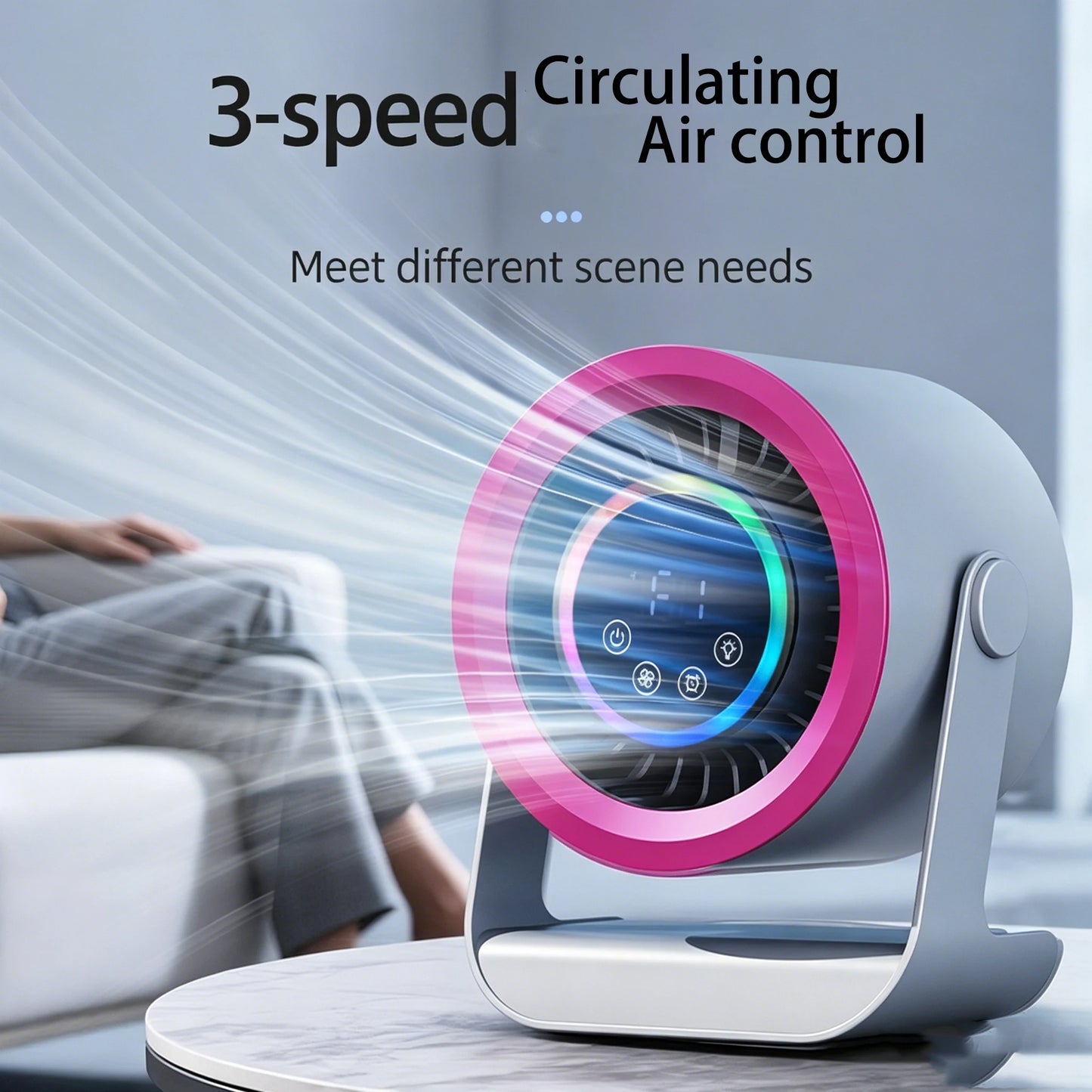 100-Speed Silent Desktop & Wall Mount Fan - 3600mAh Digital Display
