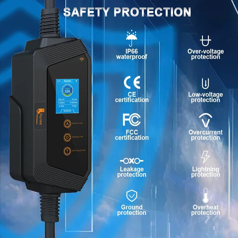 Portable EV Charger for Tesla & NACS - Smart APP Control & Fast Charging