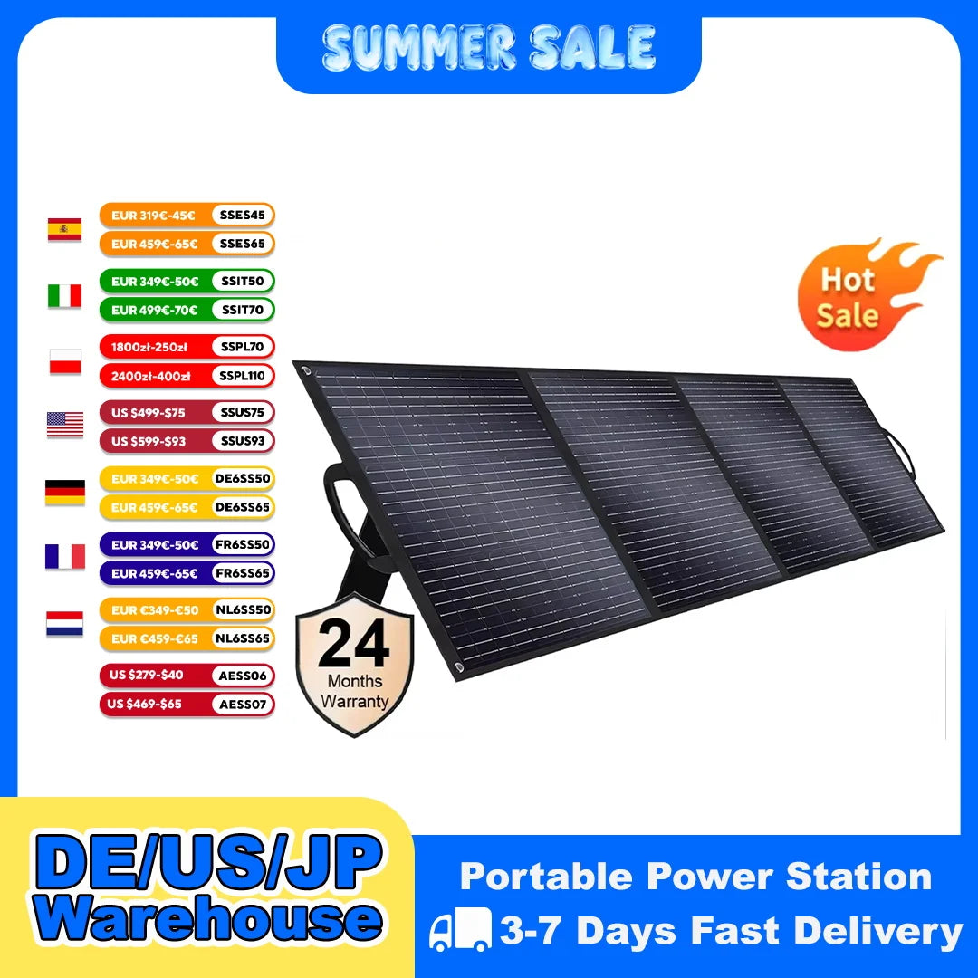 200W Foldable Solar Panel Kit - Portable High-Efficiency Camping Charger - 1