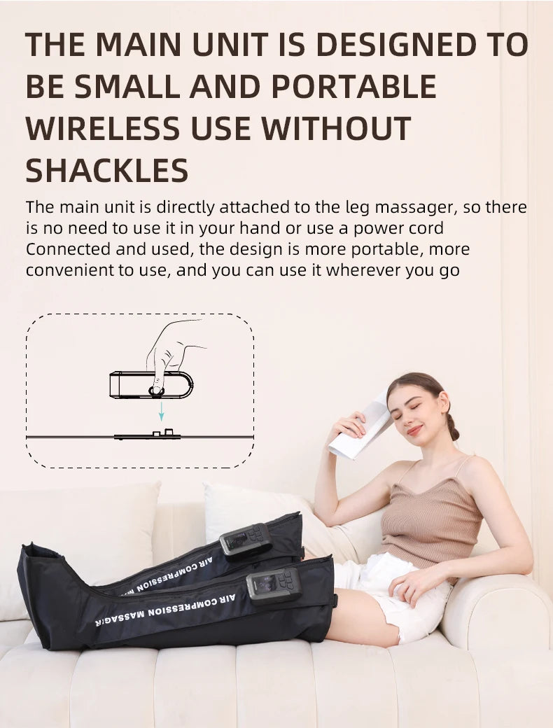 Full Leg Air Compression Massager - Cordless Sequential Recovery Boots - 13