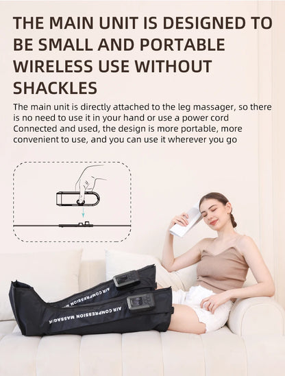 Full Leg Air Compression Massager - Cordless Sequential Recovery Boots