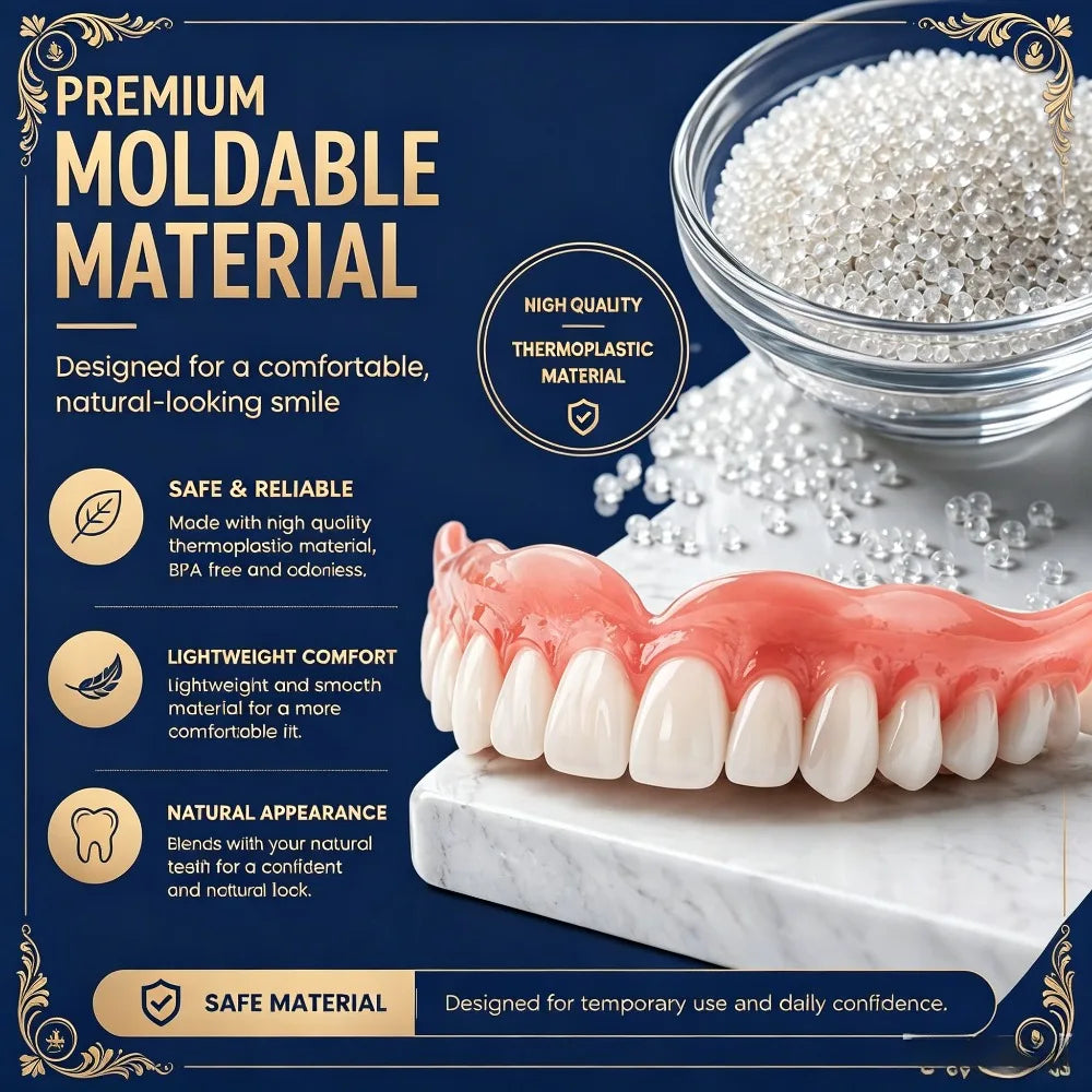 Moldable Thermoplastic Denture Fitting Beads - DIY Temporary Tooth Repair Kit