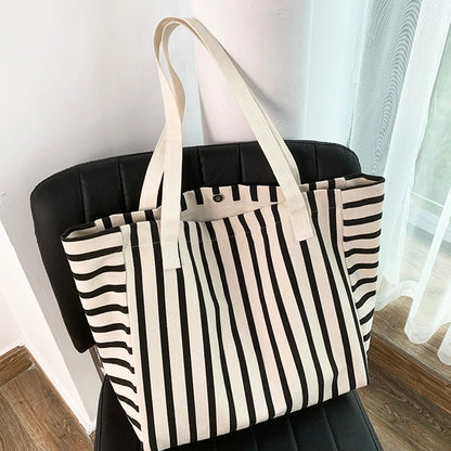Luxury Striped Canvas Beach Tote
