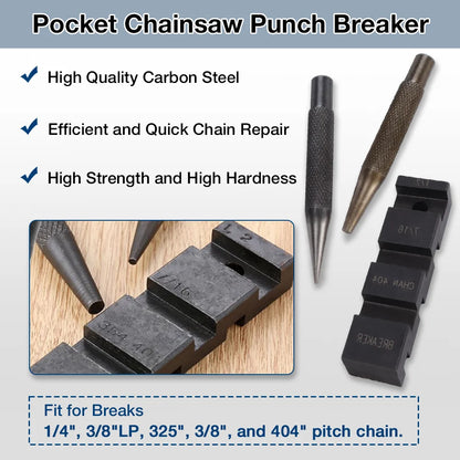 Chainsaw Chain Repair Kit - Pocket Breaker Punch & .325 Joiner Links Mending Tool
