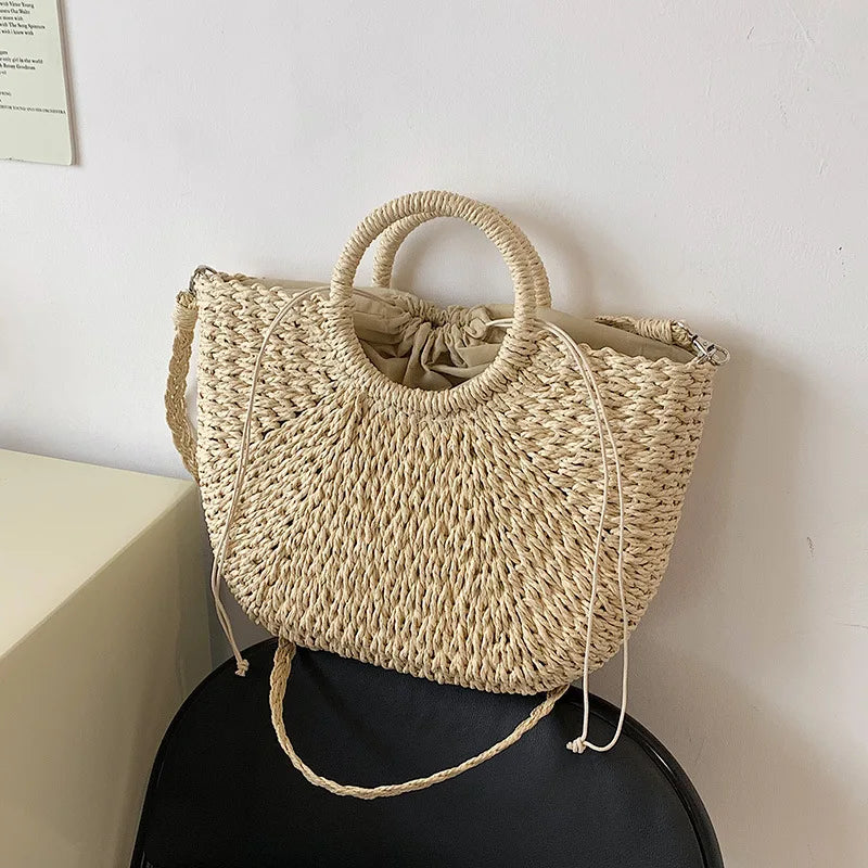 Luxury Woven Straw Bucket Bag