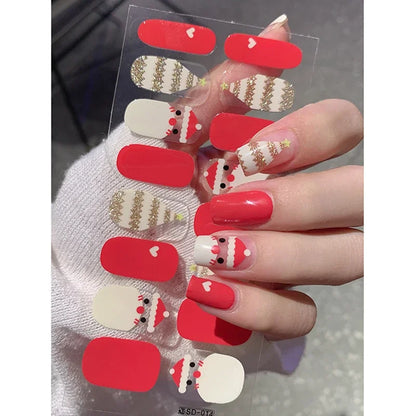 Christmas Snowflake Semi-Cured Gel Nail Wraps - Long-Lasting Holiday Nail Art Decals