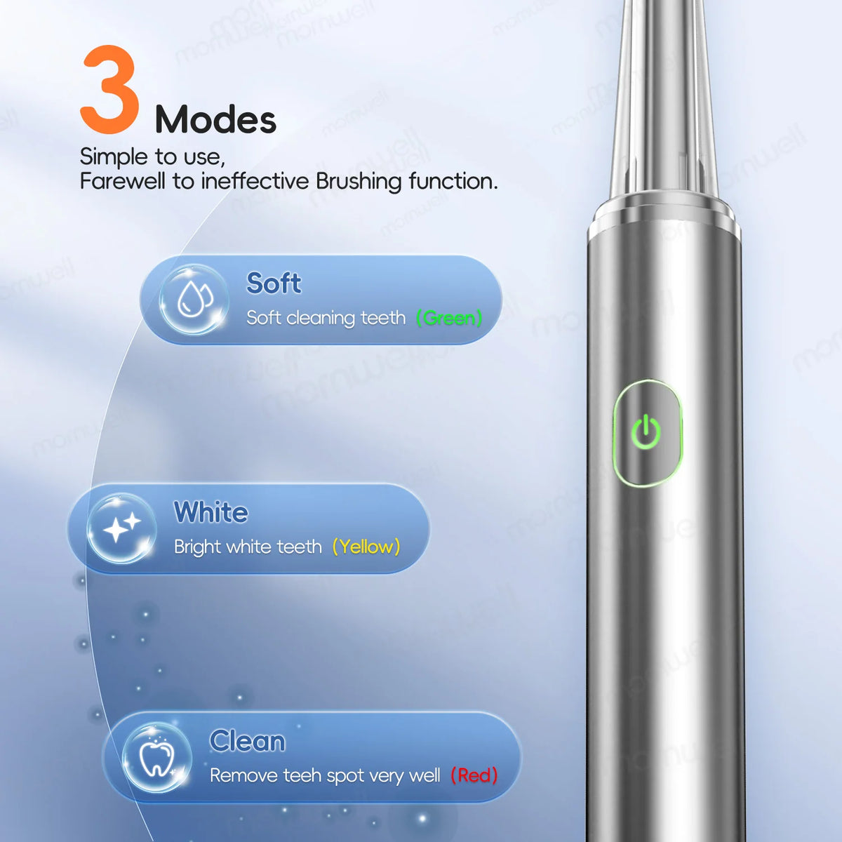 Sonic Rechargeable Electric Toothbrush with 3 Cleaning Modes & 4 Brush Heads