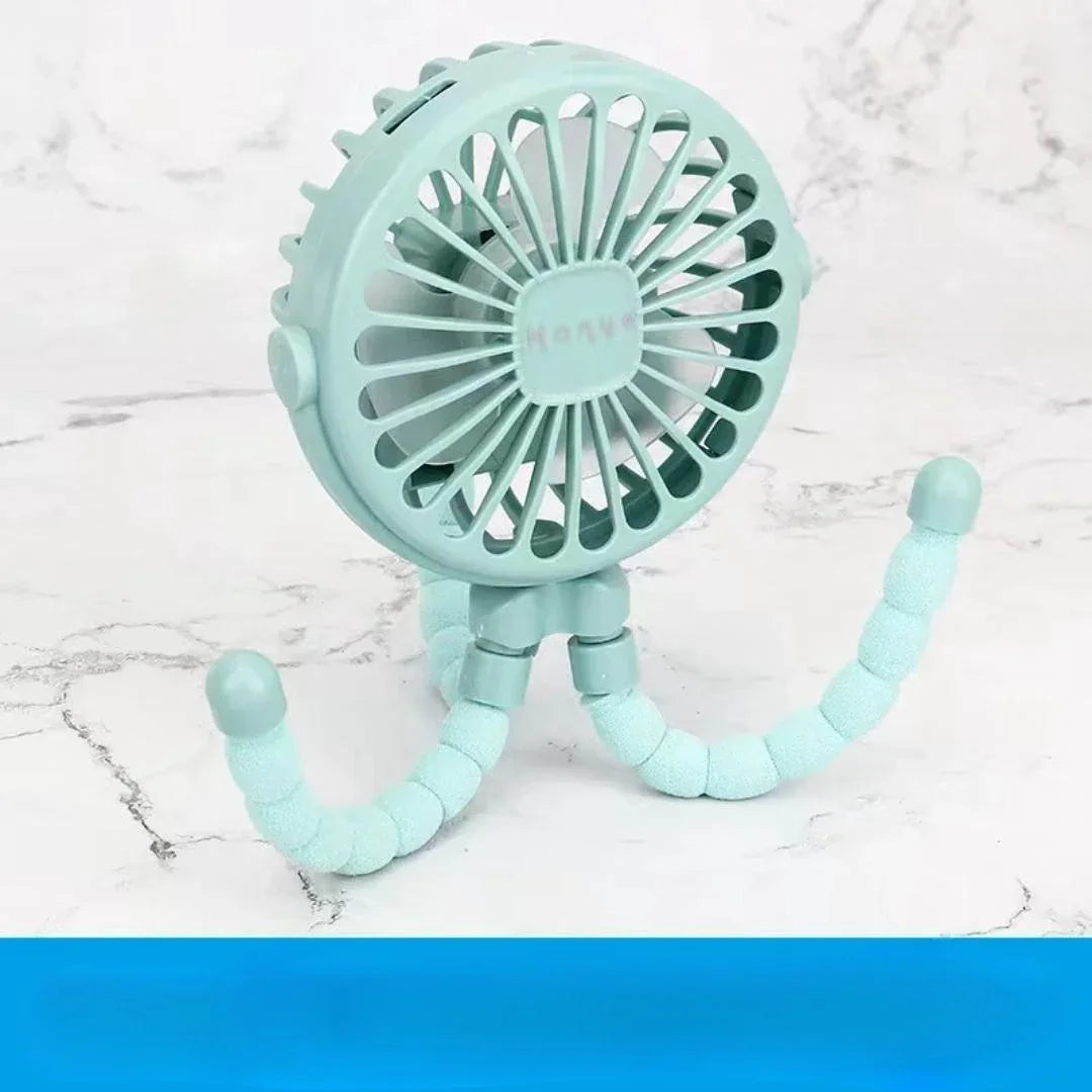 Portable Octopus Baby Stroller Fan - Flexible Tripod USB Rechargeable Fan
