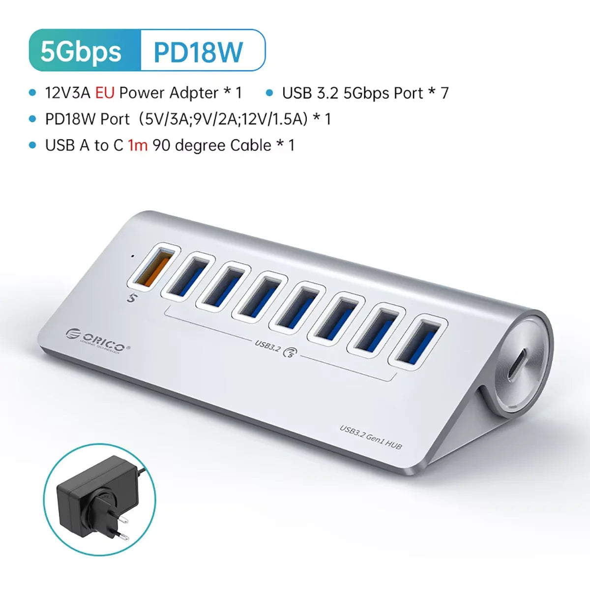 7-Port Powered USB 3.2 Hub with Fast Charging for Laptop & PC - 35