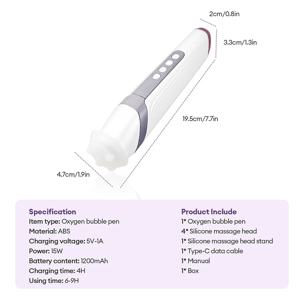 CO2 Oxygen Bubble Facial Machine - Portable LED Light Therapy Deep Cleansing Face Massager - 14