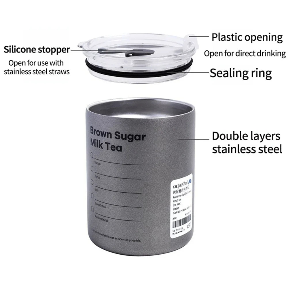 600ml Insulated Stainless Steel Coffee Mug with Straw – Leak-Proof Thermos - 6
