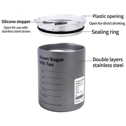 600ml Insulated Stainless Steel Coffee Mug with Straw – Leak-Proof Thermos