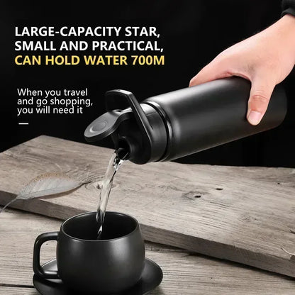 Portable Stainless Steel Sports Water Bottle - 700ml Leak-Proof Flask