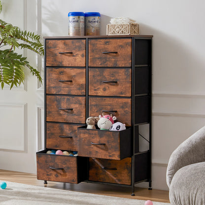 10-Drawer Fabric Dresser Storage Organizer with Sturdy Steel Frame