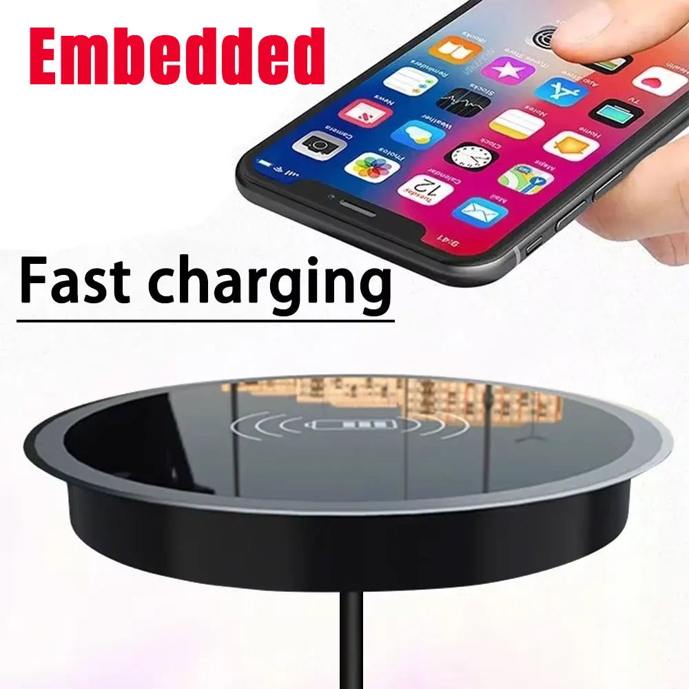 Invisible Desktop Wireless Fast Charger - 15W Embedded Charging Pad