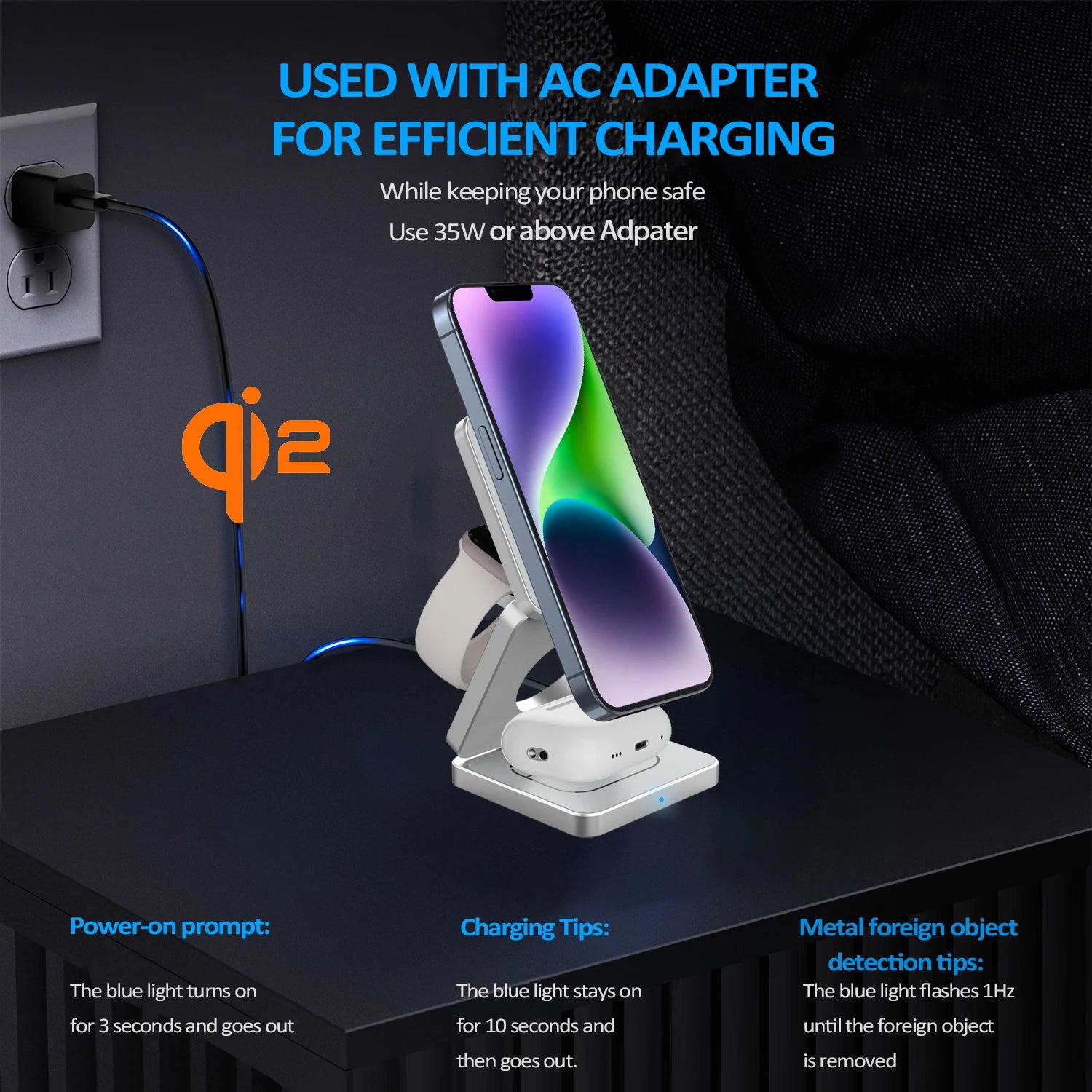 3-in-1 Magnetic Wireless Charging Station for iPhone, Apple Watch & AirPods - 15