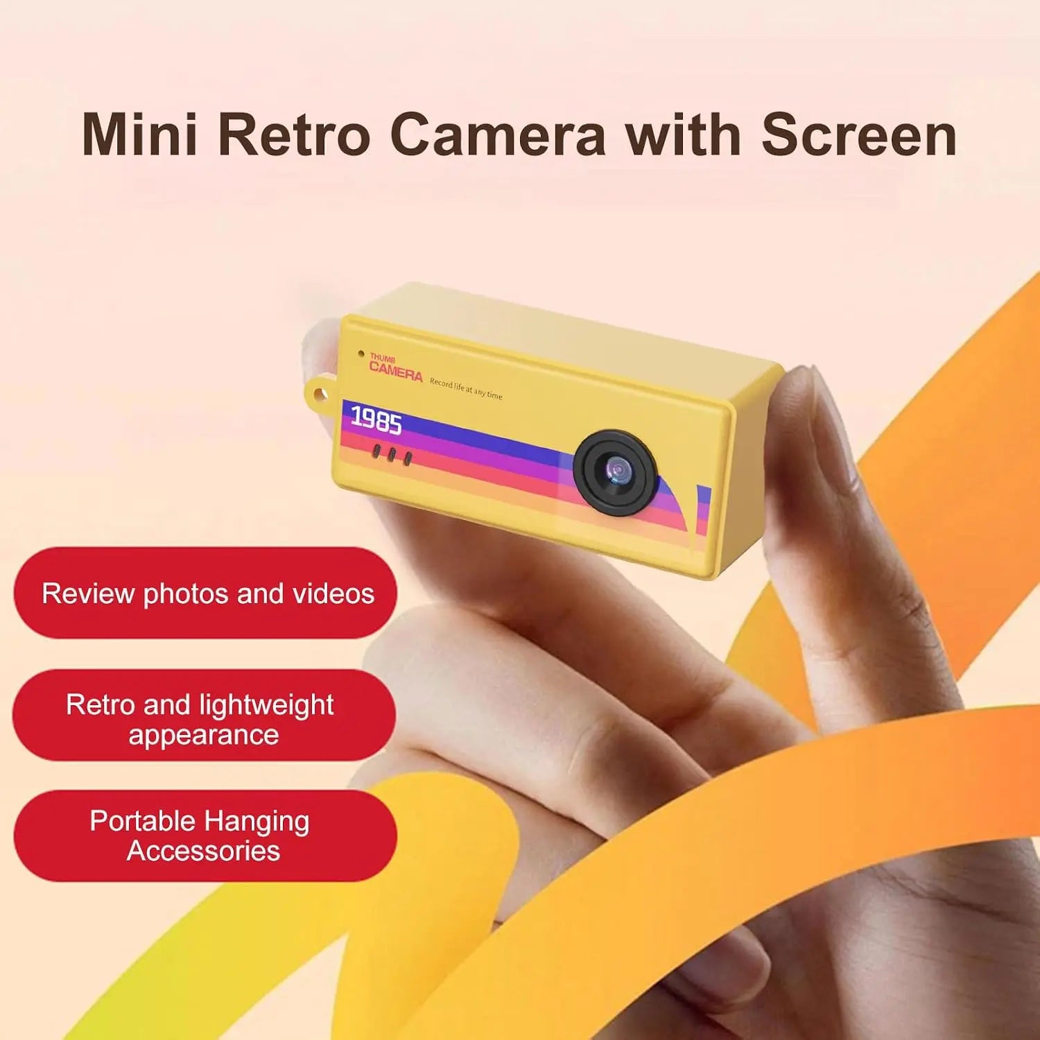 Mini Retro Digital Keychain Camera - Portable Pocket-Sized 1080P Video Recorder - 1