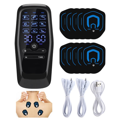 Portable Electric TENS & EMS Body Massager with 9 Modes and LCD Display
