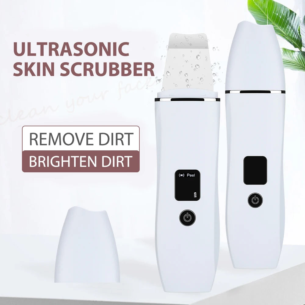 Ultrasonic Facial Skin Scrubber - Deep Pore Cleansing & Lifting Spatula Device