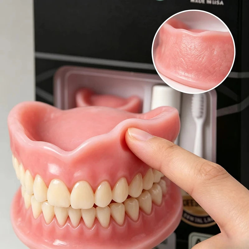 Instant Smile Moldable Silicone Denture Set - Natural Upper & Lower Teeth Kit - 7