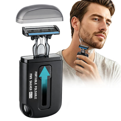 Portable 6-Layer Blade Manual Men's Shaver - Retractable Travel Grooming Razor