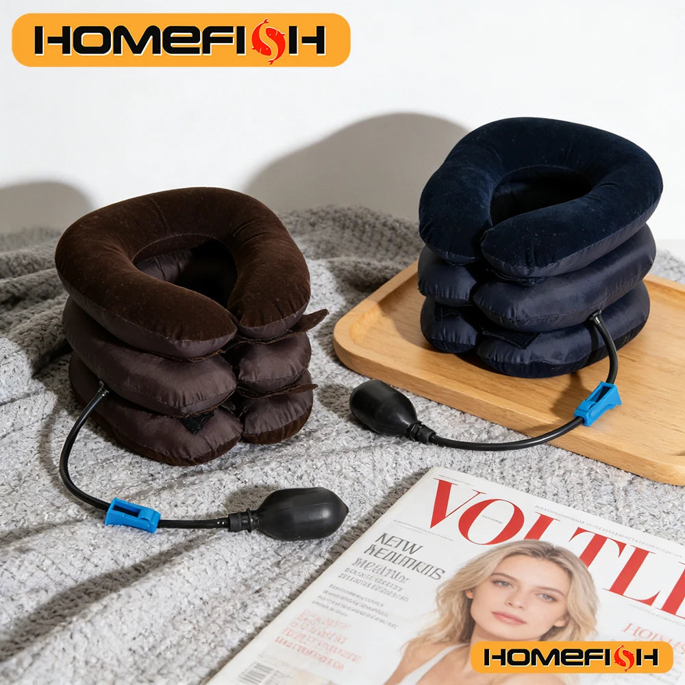 Inflatable Cervical Neck Traction Collar & Pain Relief Stretcher