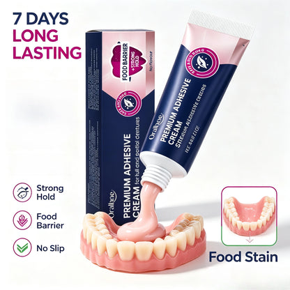 Premium Denture Adhesive Cream - Long Lasting Strong Hold & Food Barrier