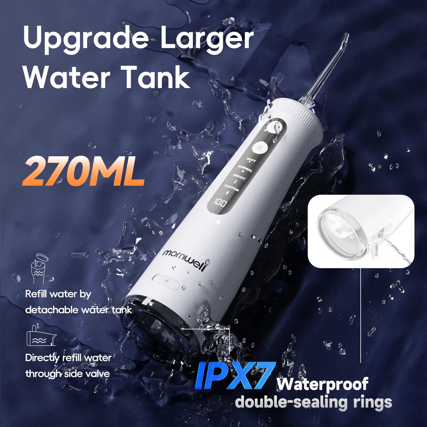 Electric Cordless Water Flosser - Portable Oral Irrigator with 4 Cleaning Modes - 6