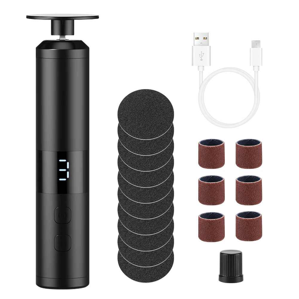 Electric Foot Callus Remover & Nail Care Kit - Rechargeable Pedicure Grinder - 18