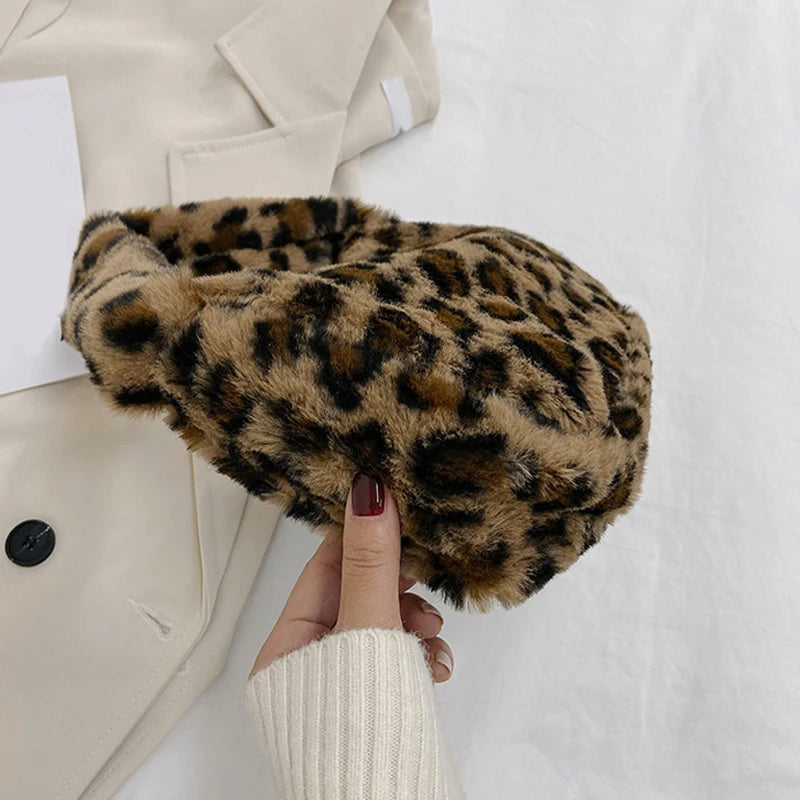 Luxury Plush Leopard Handbag