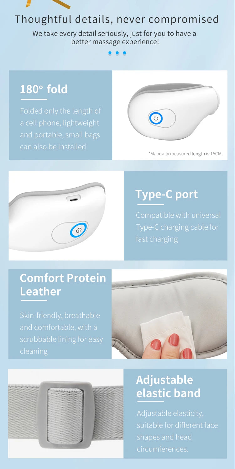 Smart Air Pressure Eye Massager with Heat & Vibration for Stress Relief