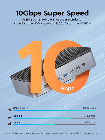 10-in-1 USB-C Docking Station with M.2 NVMe SSD & 3.5" HDD Enclosure