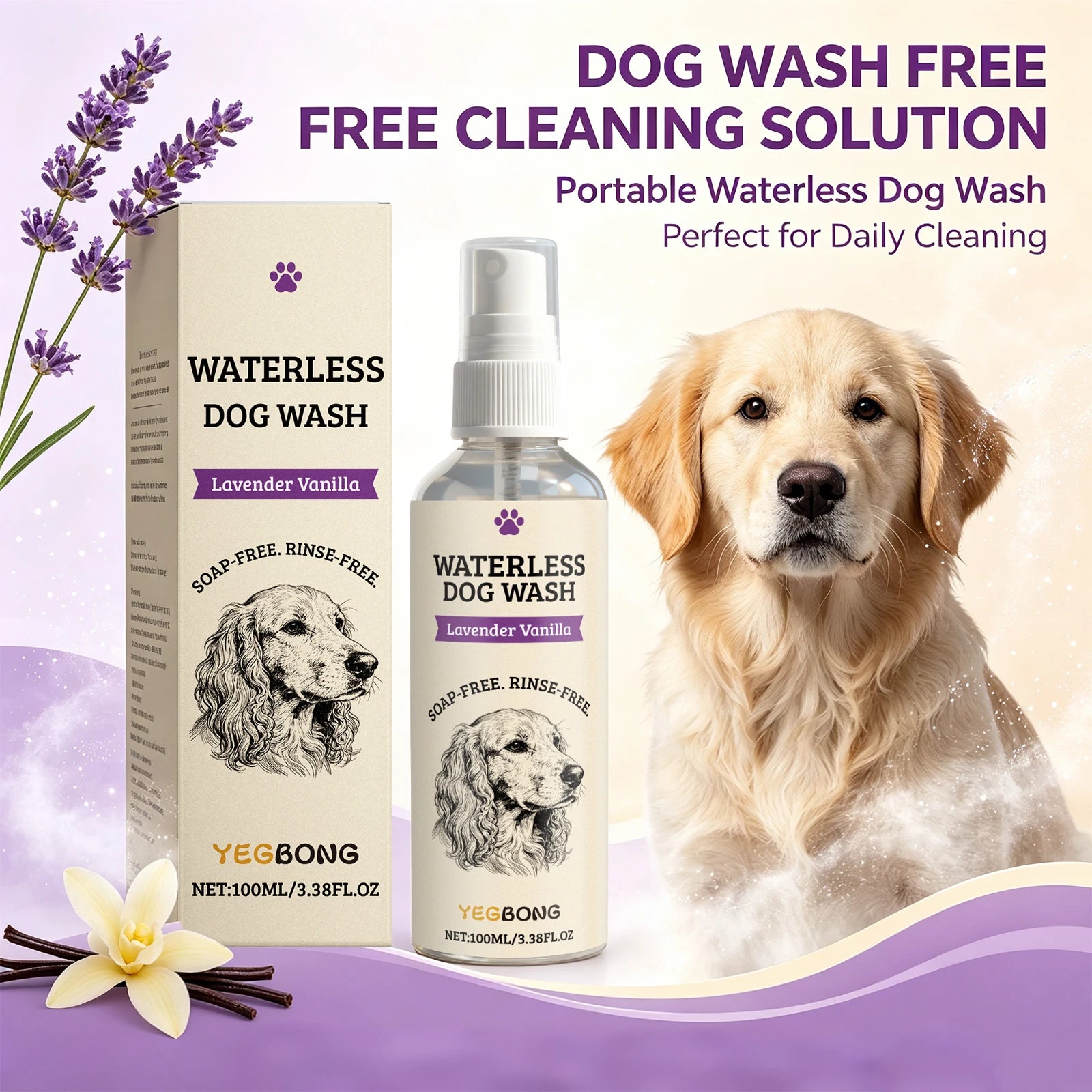Waterless Dog Wash Foam Shampoo – No-Rinse Deodorizing Cleanser for Dogs - 2