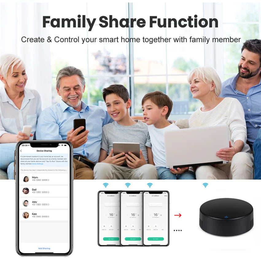 WiFi Smart IR RF Universal Remote Control for Home Appliances & Voice Control - 16