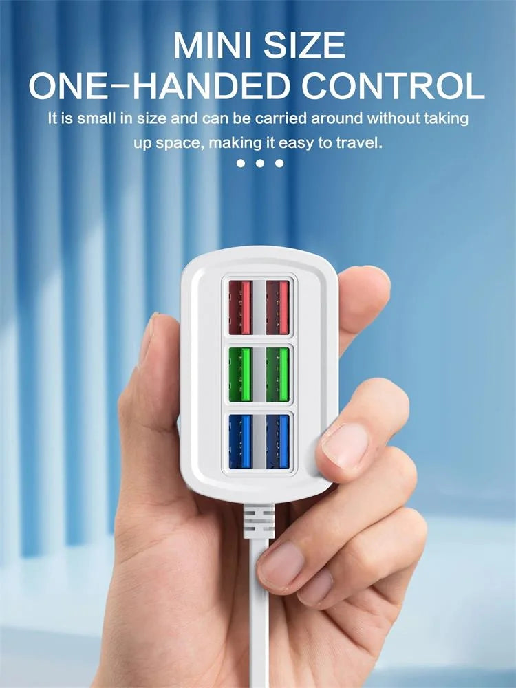 6-Port USB Desktop Fast Charger - Multi-Device Universal Charging Hub