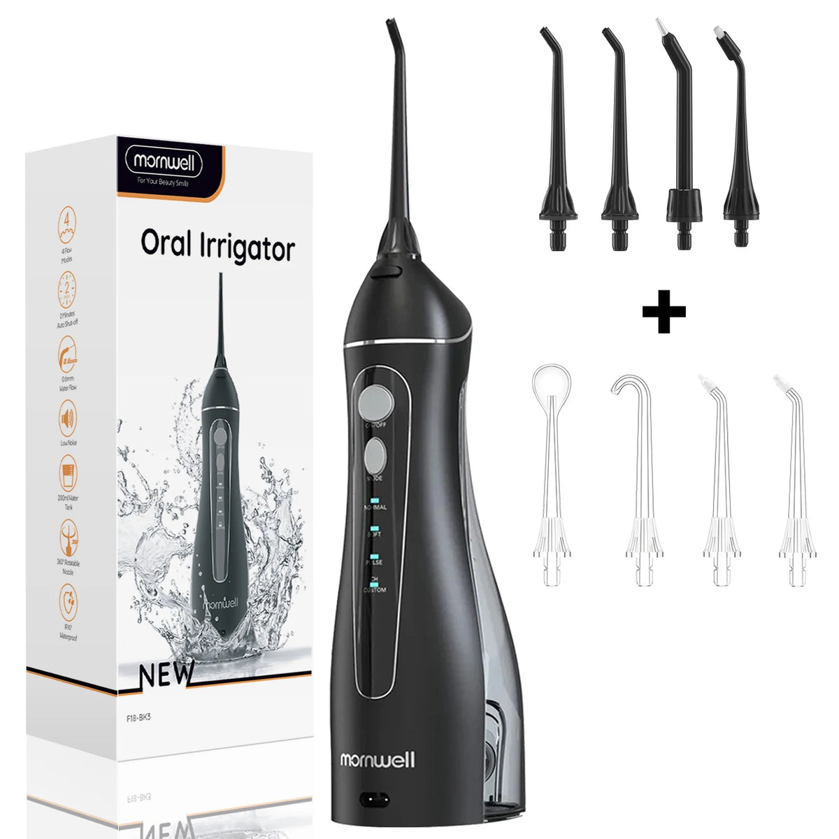 Portable Cordless Water Flosser - Rechargeable Oral Irrigator with 4 Cleaning Modes