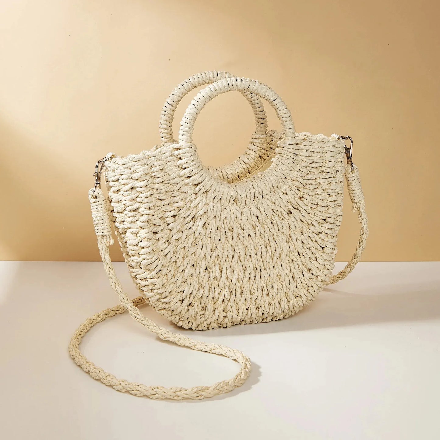 Luxury Half-Moon Straw Bag
