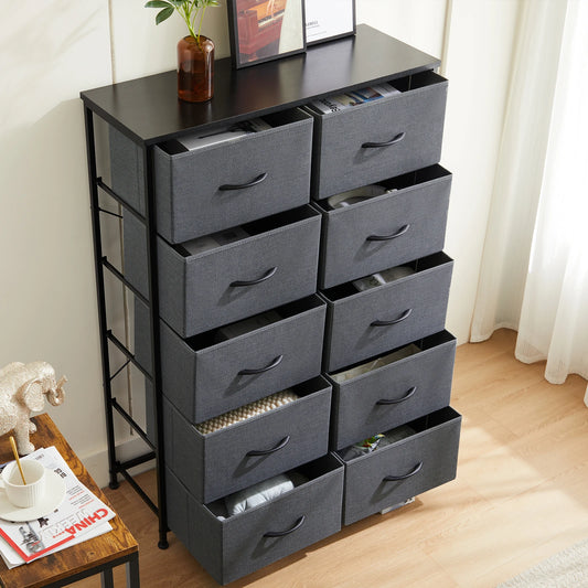 10-Drawer Fabric Dresser Organizer with Sturdy Steel Frame Storage Unit
