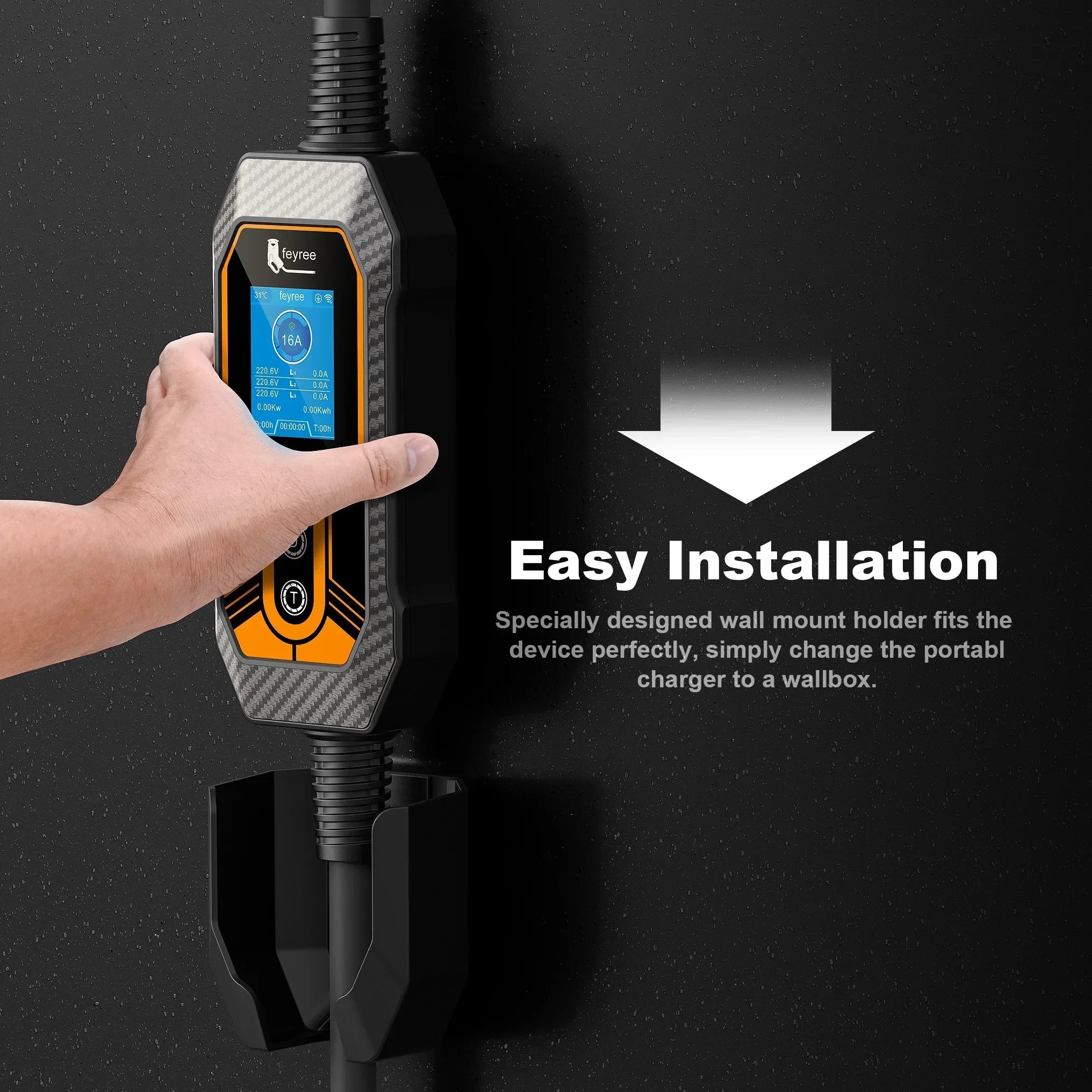 11KW Type 2 Portable EV Charger - 3 Phase Smart WiFi Charging Station - 4
