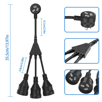 Australian 3-Way Power Extension Cord - 10A 250V Heavy Duty Splitter Cable